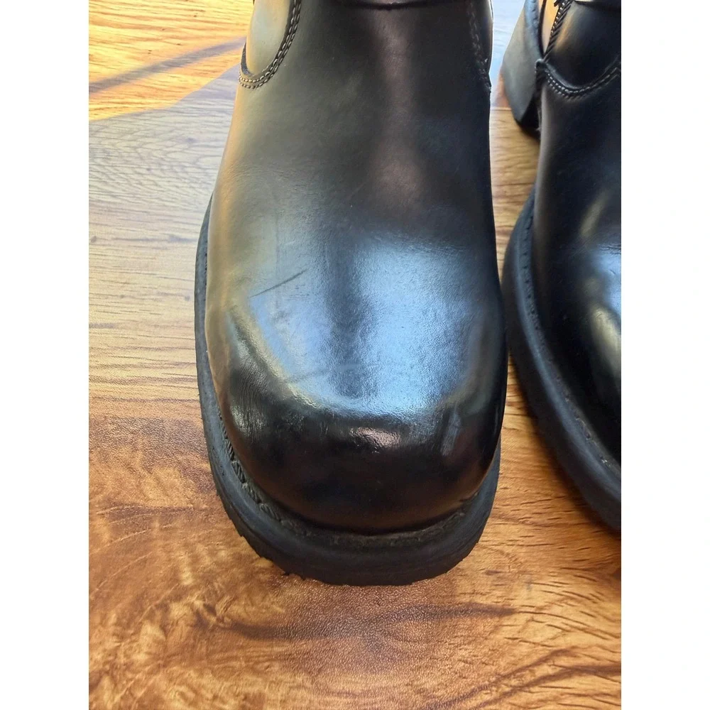 Lavorazione Artigiana Black Leather Coach Harness Motorcycle Boots Men's 8